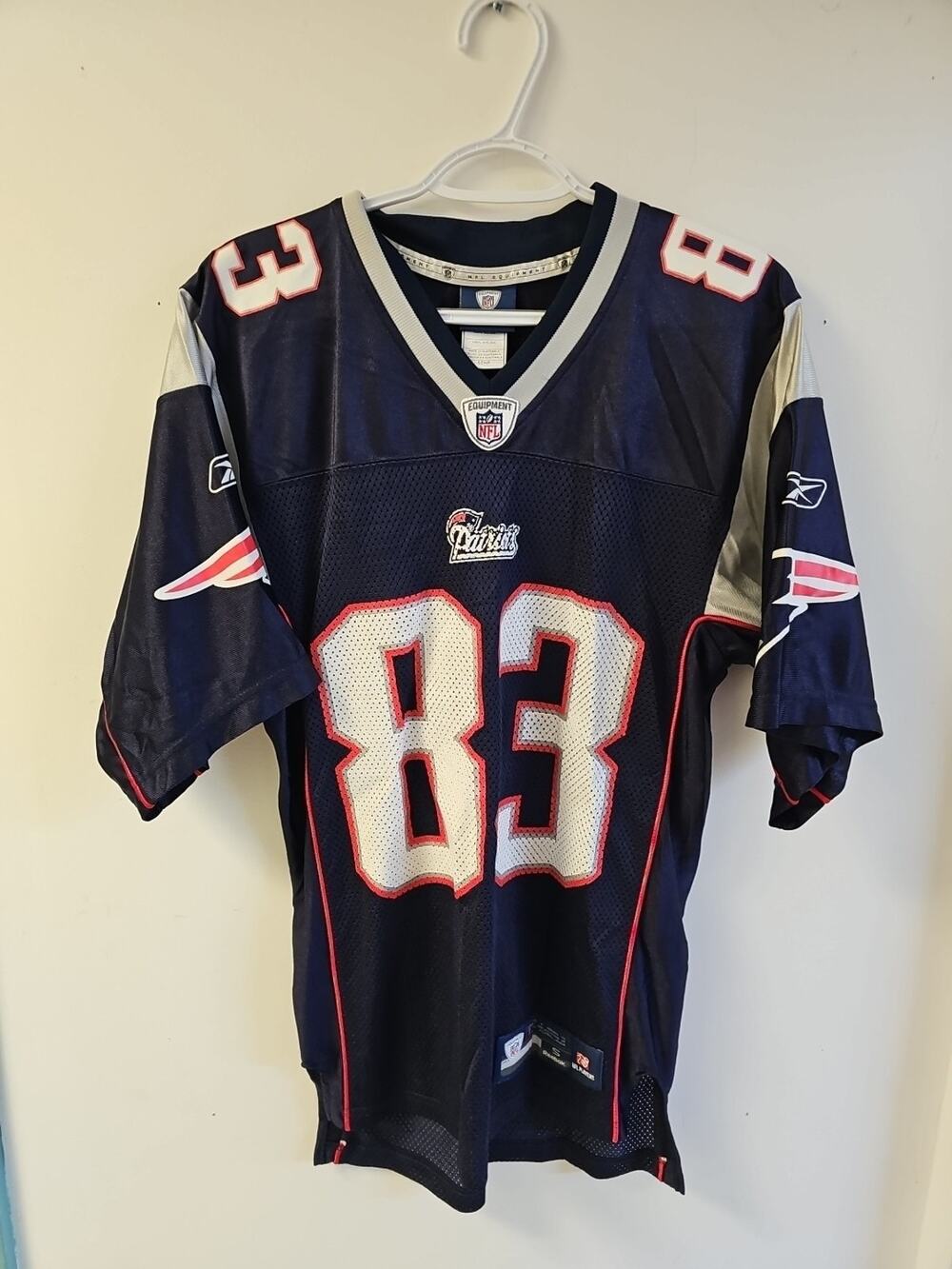 New England Patriots Jersey Men's Size Small Blue Wes Welker Reebok On Field #83